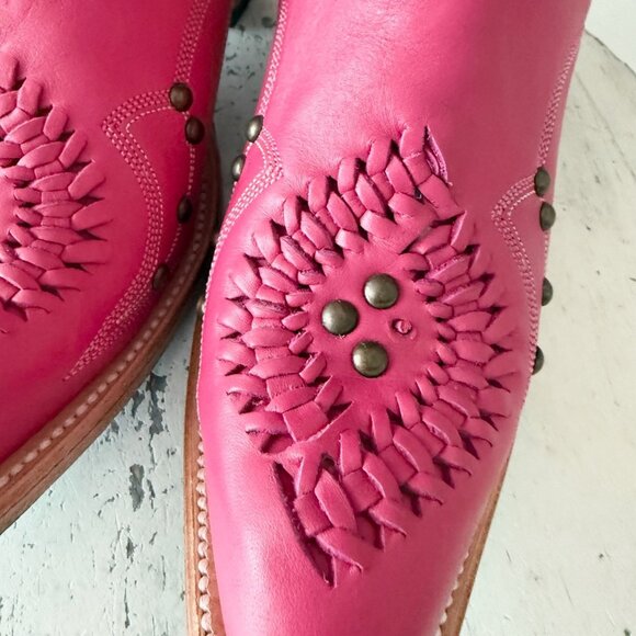 Lane COSSETTE Hot Pink Cowboy Boots Western Cowgirl Tall Snip Toe Womens Size 7 - Picture 7 of 11